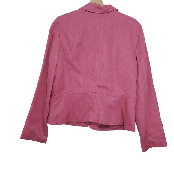 Vintage Merona | Linen Bubblegum Pink Three Button Front Blazer with Pockets - Picture 4 of 14